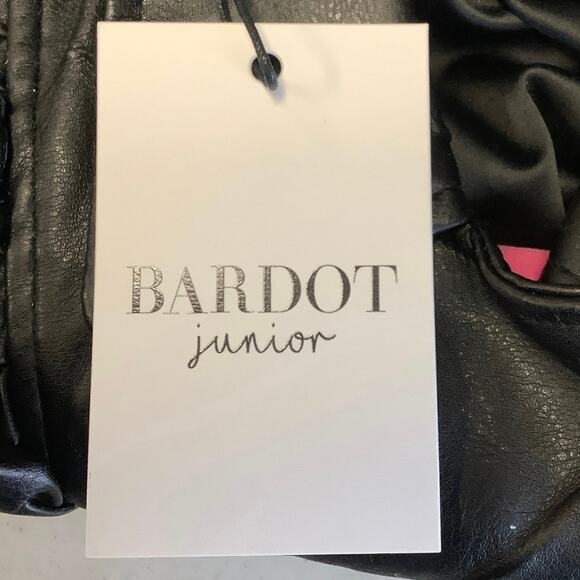 Bardot Junior Size 7-8 Black Chloe Faux Leather Ruffle Jacket Zip Front N1-18 - Picture 7 of 14
